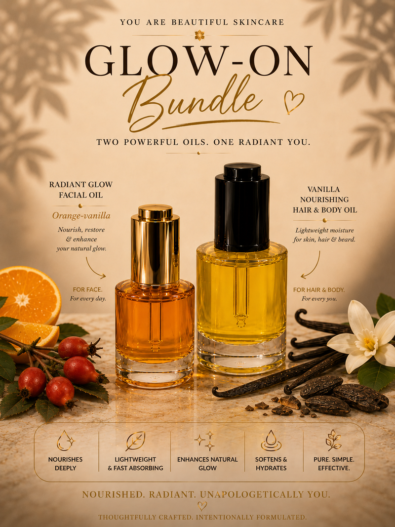 Glow-On! Radiant Glow Facial Oil & Vanilla Nourishing Body + Hair Oil Bundle